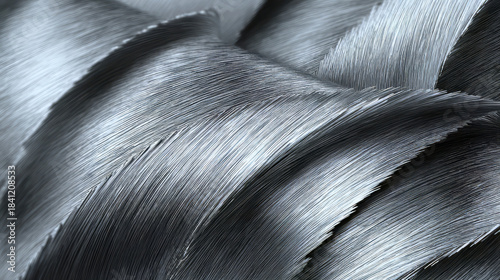 Metal matrix composite fibers suspended in a metallic base, depicting unparalleled hardness and wear resistance. Polished, reflective metallic background. Modern materials.