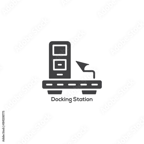 Canvas Print Minimalist Docking Station Icon Vector, Technology Hub Connecting Laptop to Multiple Devices, Ports, and External Peripherals