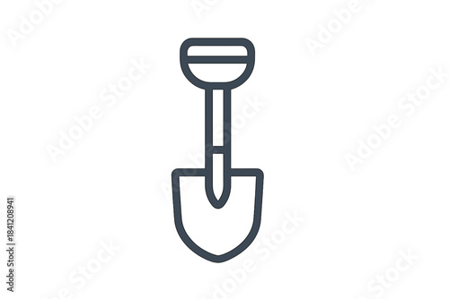 Shovel resting on a flat surface showing the tool used for digging or gardening tasks