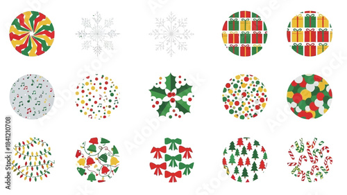 Collection of Festive Christmas Ornaments and Patterns.