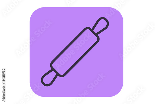 Rolling pin on a purple background used in baking and cooking activities with dough preparation and pastry making