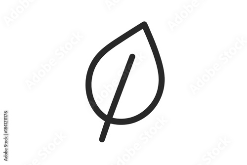 Minimalist outline single natural leaf or organic element for ecology and environmental concepts