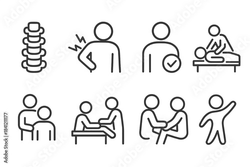 Chiropractic treatment, physical therapy, spine health, and body pain relief concepts