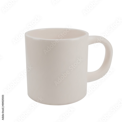 Clean 3D mug mockup on a transparent background. Realistic vector presentation for your brand, logo or text design. Front perspective view.
