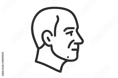Simple line art graphic showing the side profile of a mature adult male head