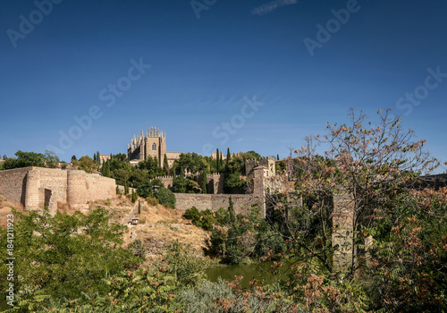 san martin bridge on tagus river in old town toledo spain
