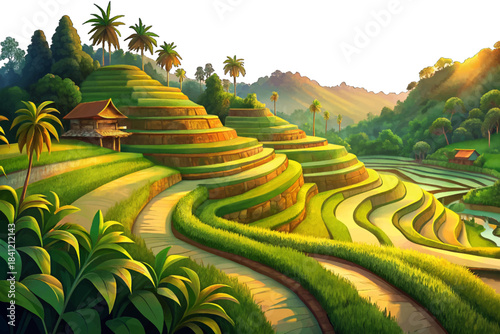 The rice terraces of Bali form breathtaking green layers across tropical hills, offering a peaceful and photogenic destination full of cultural tradition and natural harmony