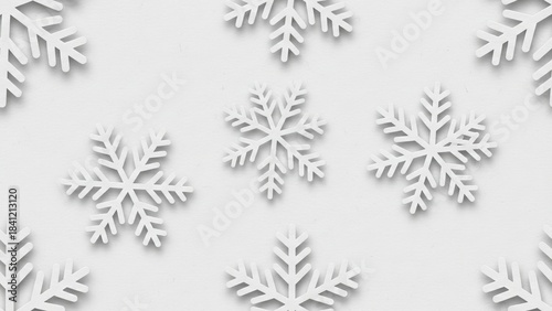 White Paper Snowflakes on Light Background for Winter Decoration