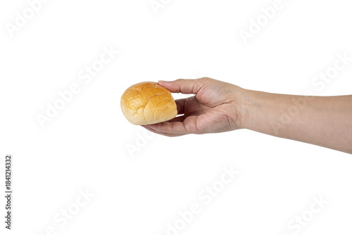 Bread loaf in hand on transparent background