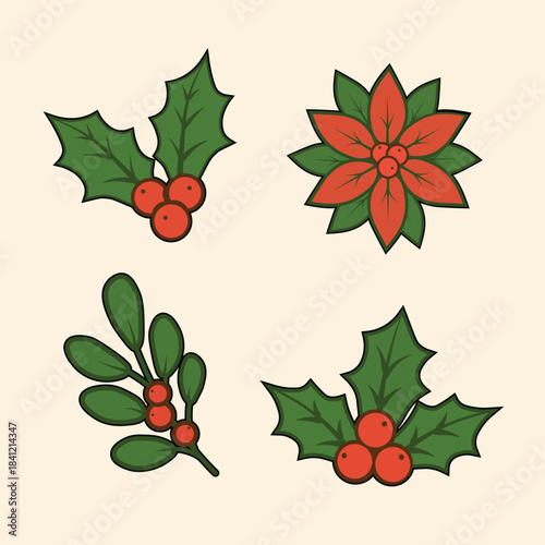Christmas plant holiday Foliage and Berries Collection