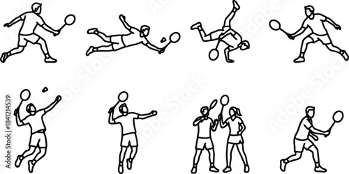 Illustrations of Volleyball Players in Action  Sports Series