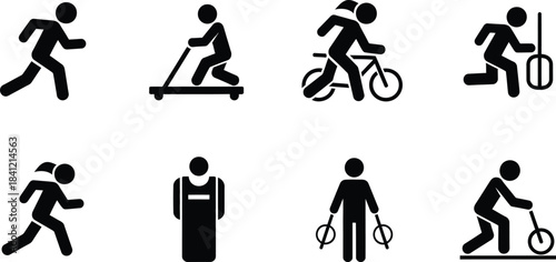 Collection of diverse stick figure icons depicting human actions