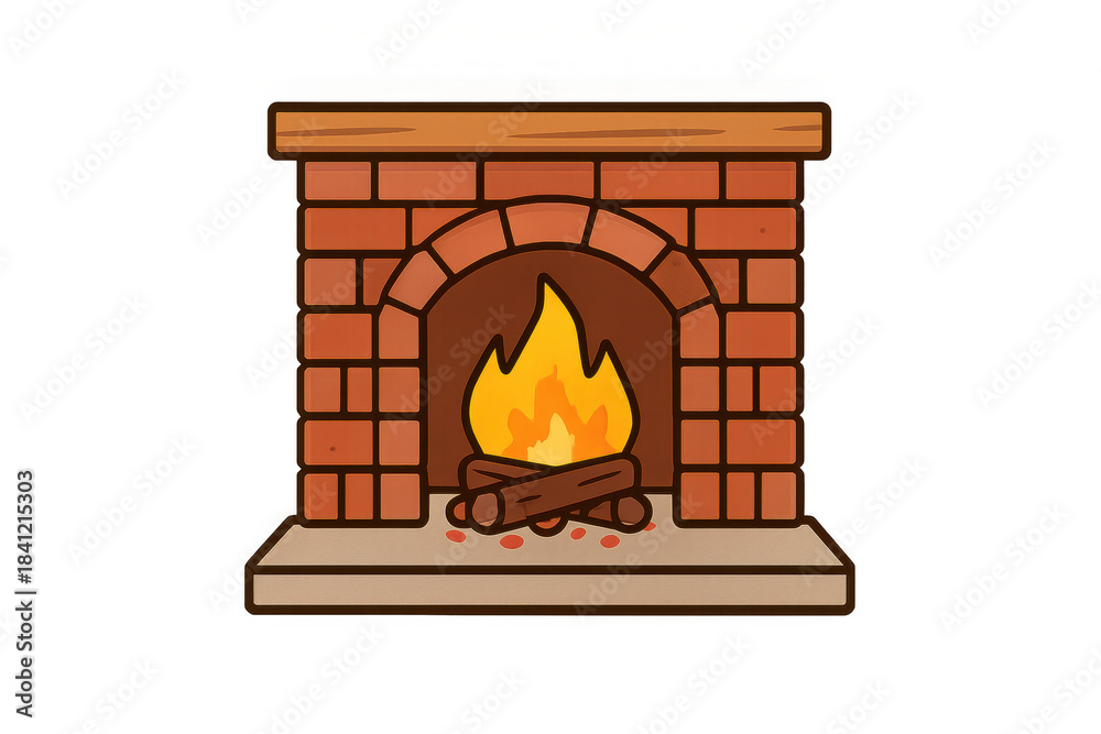 Obraz premium Fireplace with logs burning, radiating warmth and comfort for home decor, creating a cozy winter atmosphere, transparent background