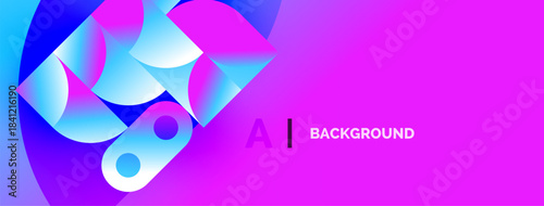 Vibrant abstract design. Fluid shapes blend blues, pinks, purples. Modern aesthetic, dynamic composition, eyecatching visuals.