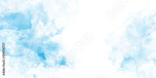 Pastel blue paper texture pattern background, Abstract blue sky with clouds, Light blue background with watercolor, cold ice color art, contemporary artistic backdrop,