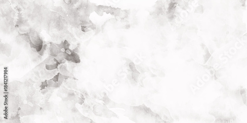 White watercolor background painting with cloudy distressed texture, old grainy distressed watercolor paint stains and blotches, Black and white watercolor texture,