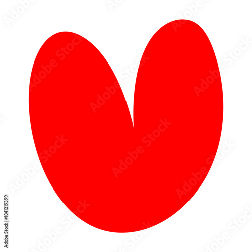 Vibrant red abstract shape with smooth curves, a simple graphic illustration evoking love, passion, and warmth, perfect for emotional themes in modern design
