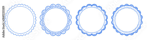 Set of Blue ornate scalloped frames