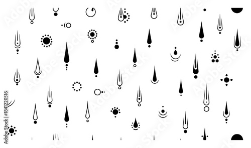 Seamless vector pattern with abstract ethnic droplets and geometric ornamental shapes