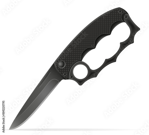 unusual original knife with a knuckle-duster handle weapon vector illustration isolated on white background