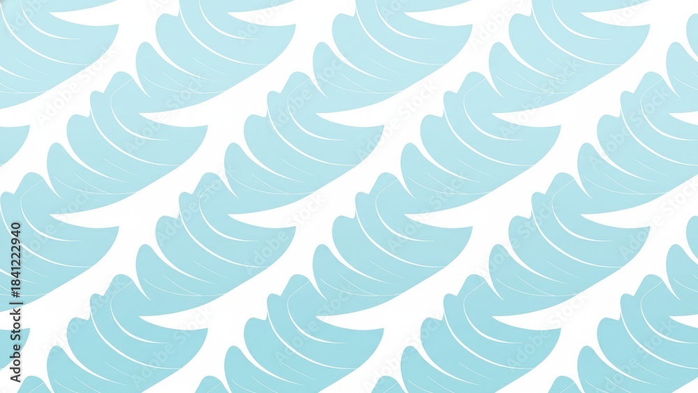 Fototapeta premium Soft Blue Leaf Pattern on White Background for Elegant Design Projects
