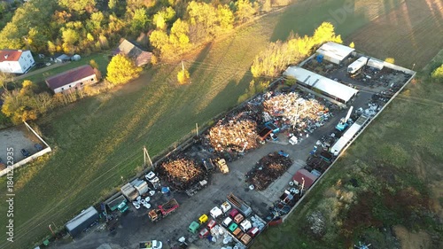 Industrial garbage yard with heavy metal debris