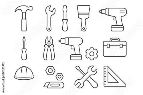 Essential collection of construction, repair, and maintenance tools for home improvement projects and professional work