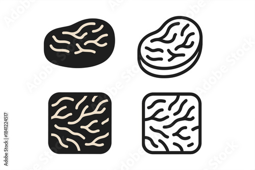 Uncooked beef steak or meat cut graphic highlighting internal fat marbling texture