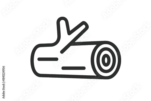 Cut wooden log showing bark and concentric tree rings on the cross-section