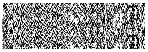 Grunge zigzag pattern vector texture Black and white hand drawn chevron background resembling knitted fabric or tribal design