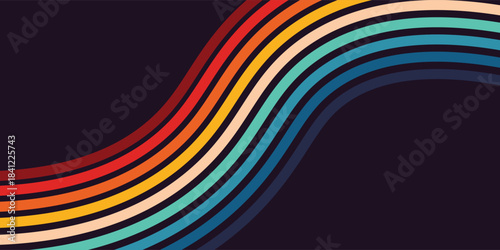 Modern background design in futuristic retro style with colorful lines abstract