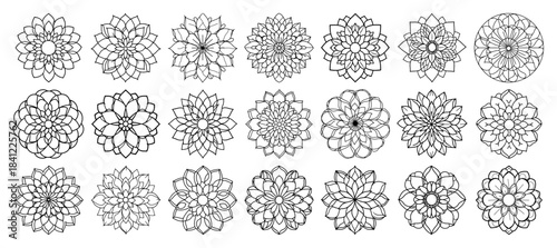 Mandala Vector Set Collection of Floral Rosettes and Round Ornaments for Coloring Book and Decoration