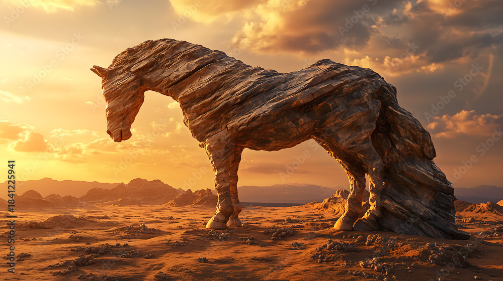 Fototapeta premium Ancient Sandstone Fossilized Horse