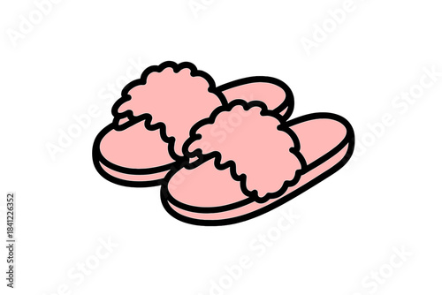 Soft pink fluffy slippers pair for cozy indoor comfort and relaxation at home