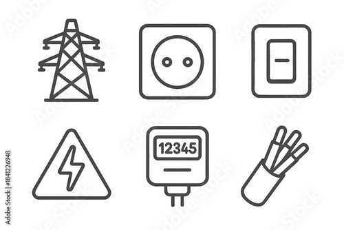 Line symbols representing electricity, power, energy, and electrical components