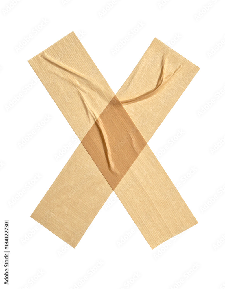 Fototapeta premium Single strip of wrinkled beige masking or adhesive tape Isolated on transparent or white, Cut out