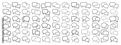 Large Collection of Speech Bubble Icons Variety of Chat Dialog Balloons Line Art Vector Set