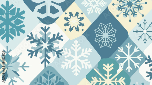Intricate Snowflake Patterns in a Winter Wonderland Design.