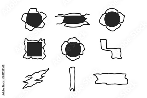 Abstract rough grunge shapes and distressed patches for graphic design elements