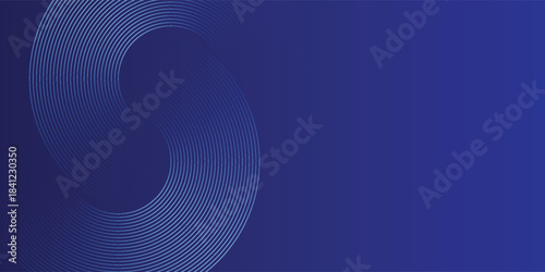 Abstract glowing circle lines on dark blue background. Geometric stripe line art design, vector illustration eps10