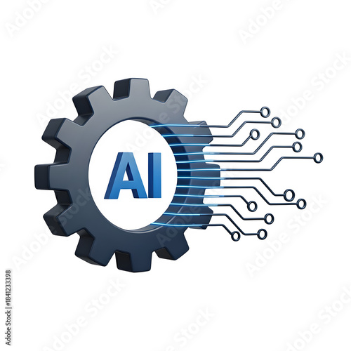 Ai automation 3d icon that contains a gear icon with AI displayed in the center