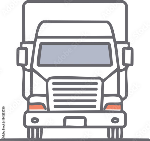 Truck isolated on white background on the road