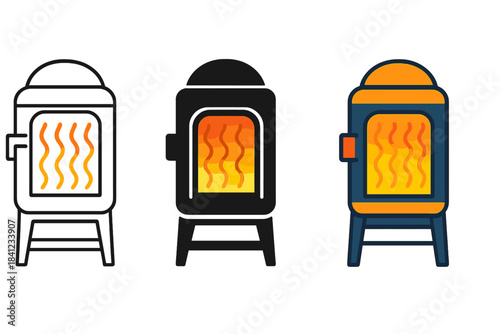 Transformative Kiln Glow. Ceramic kiln chamber glowing with shifting hues symbolizing transformation by heat, first in line style