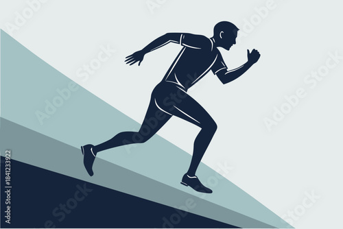 silhouette of a man running on the road and treadmill