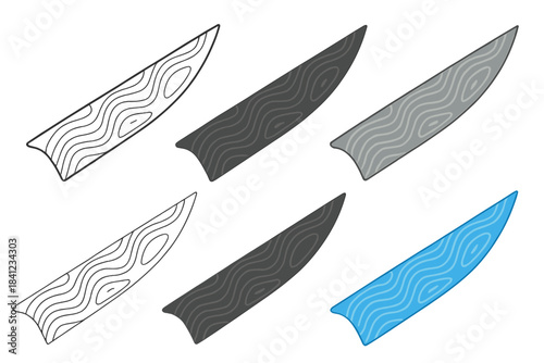 Stylized Damascus Blade Design. Stylized Damascus steel blade with flowing layered patterns, abstract minimalist vector