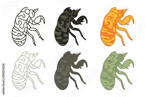 Abstract Camouflage Patterns. Patterned molt with faint camouflage textures on exoskeleton, abstract minimalist vector