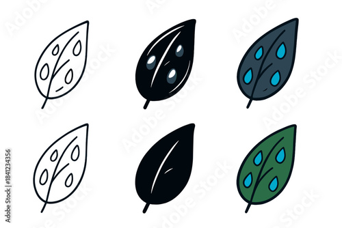 Glossy Blade Variations. Glossy black blade with rain droplets cascading along surface, abstract minimal vector illustration,
