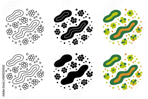Abstract Peat Bog Patterns. Floating vegetation and organic debris forming memory-like patterns in peat bog, abstract minimalist