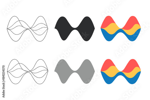 Quantum Wave Segments. Quantum wave interference breaking into distinct segments, abstract minimal vector design, first in line