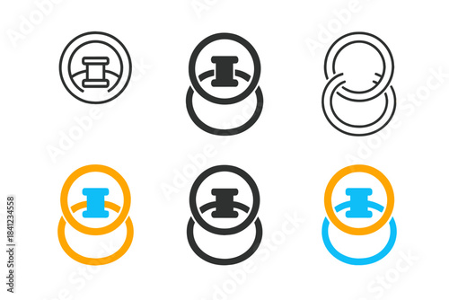 Conductive Ring Abstract. Conduction ring wrapping around insulator symbol, representing boundary state continuity, balanced